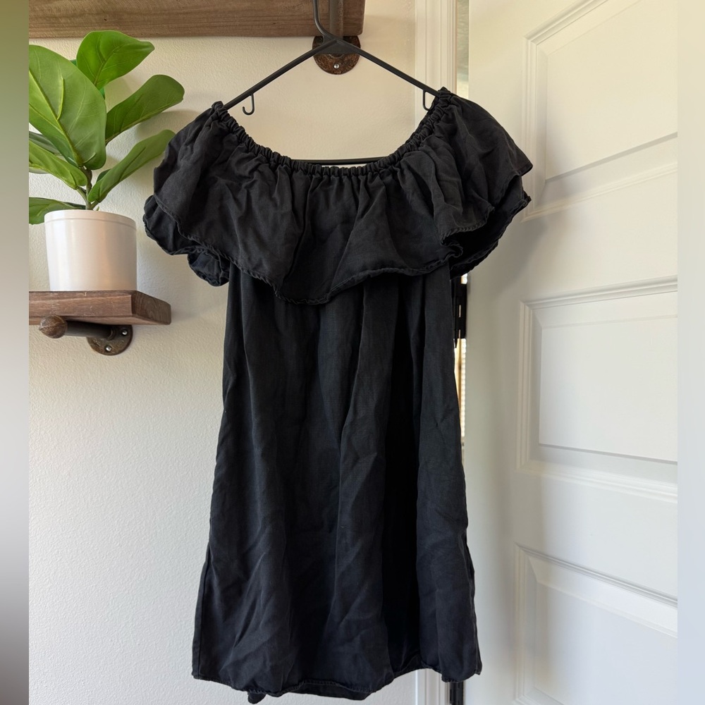 Zara chambray Off-Shoulder ruffle Dress